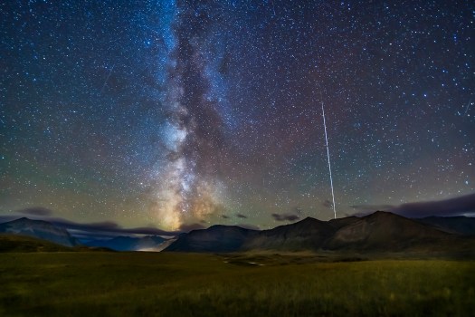 Milky Way and ISS over Waterton Lakes