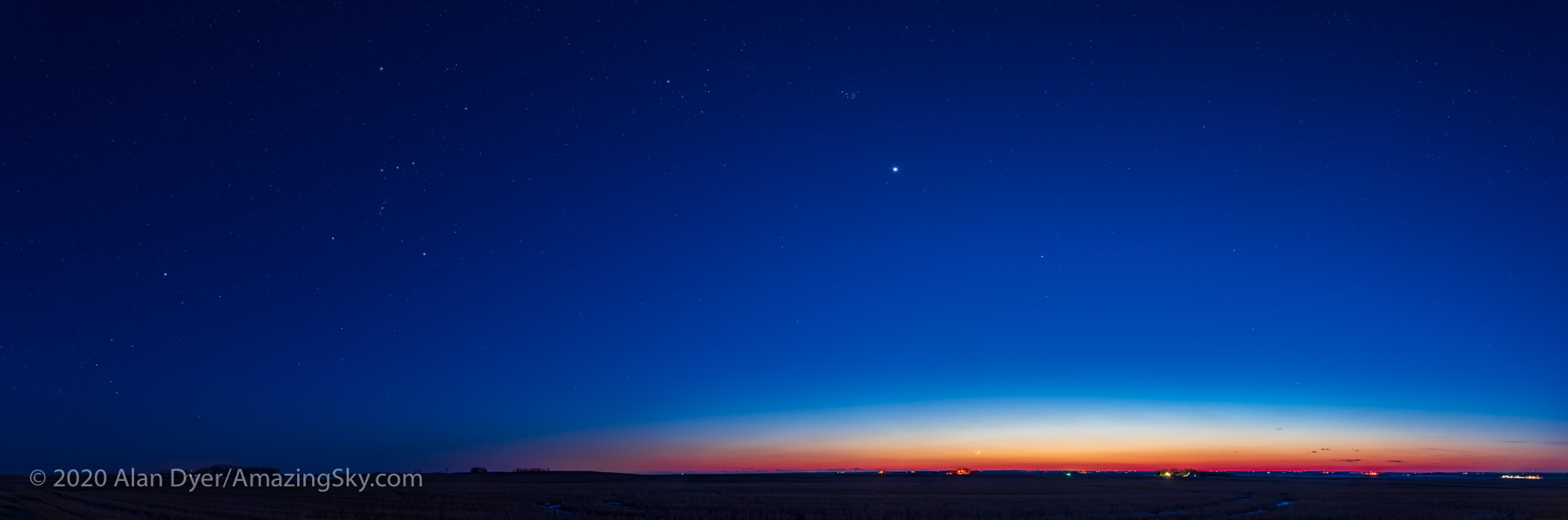 Panorama of Venus and the Winter Stars (March 25, 2020)