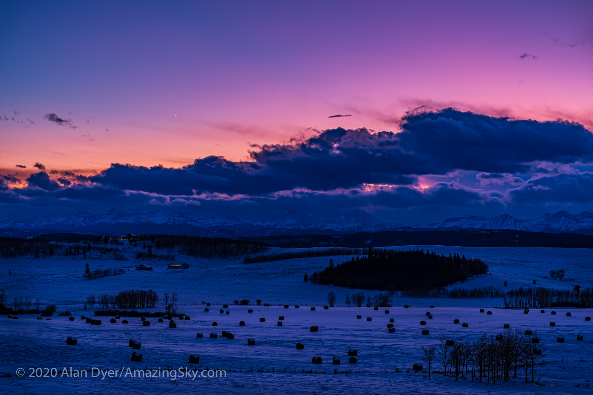 Venus and Jupiter over the Rockies