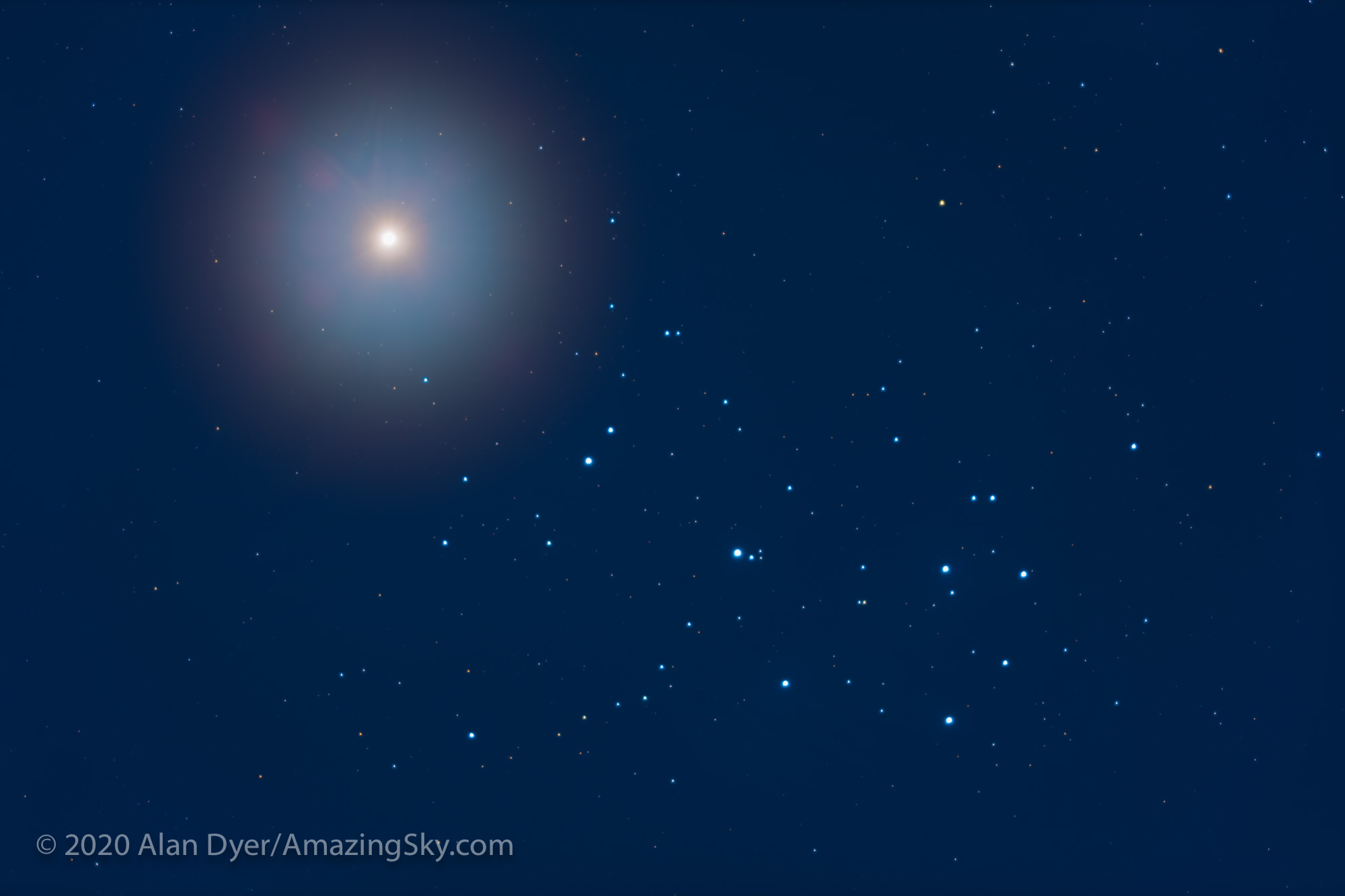 Venus and the Pleiades - Close-Up (April 4, 2020)