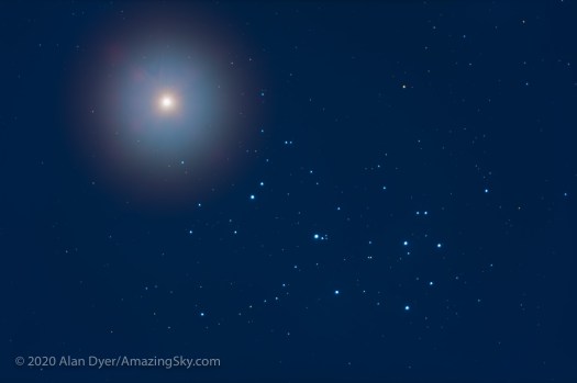 Venus and the Pleiades - Close-Up (April 4, 2020)